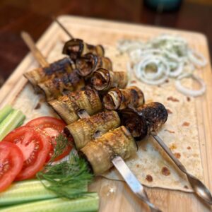 Grilled eggplant with beef