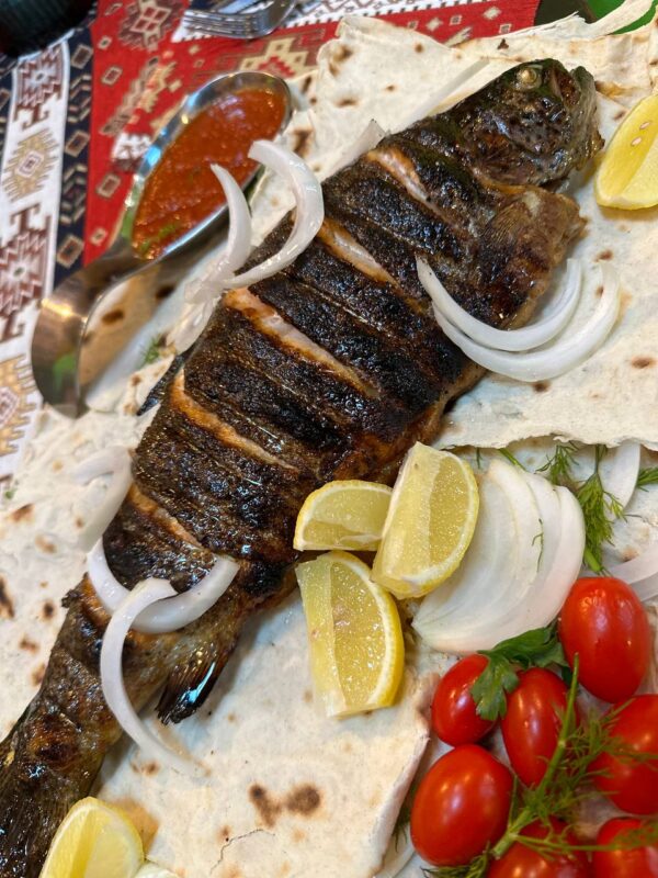 Trout kebab
